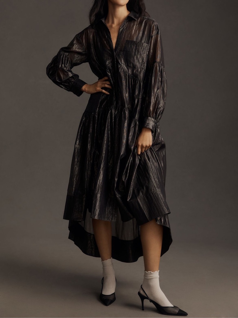 Pilcro Black Metallic High-Low dress size M